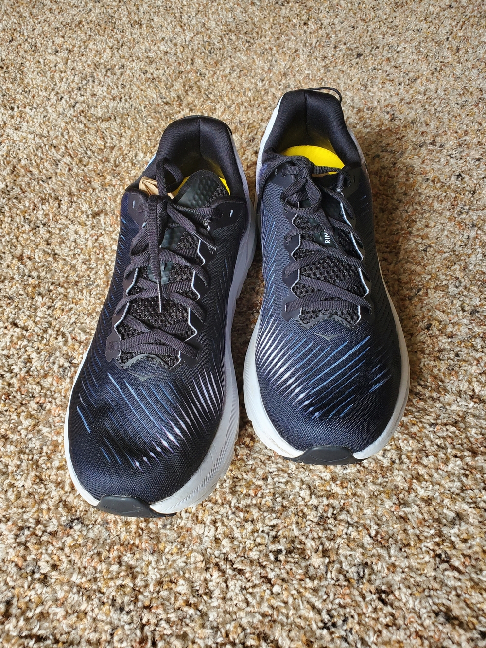 Hoka Men's Black with Blue Accent Athletic Running Shoes